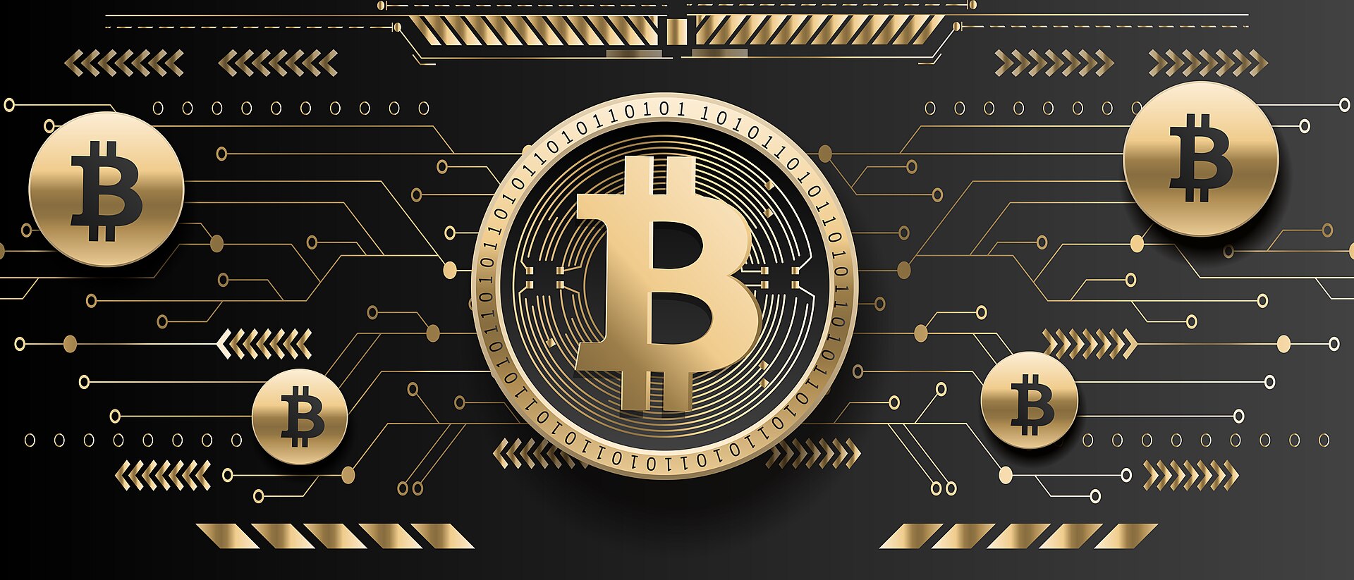 Bitcoin BTC golden coin with the symbol