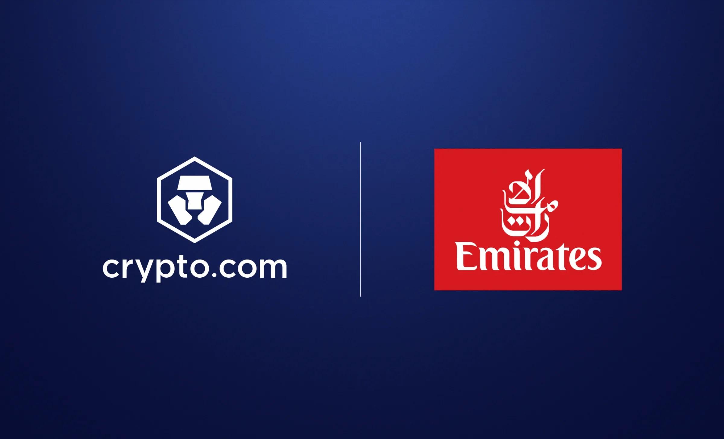 Crypto.com and Emirates logos side by side, from the partnership announcement