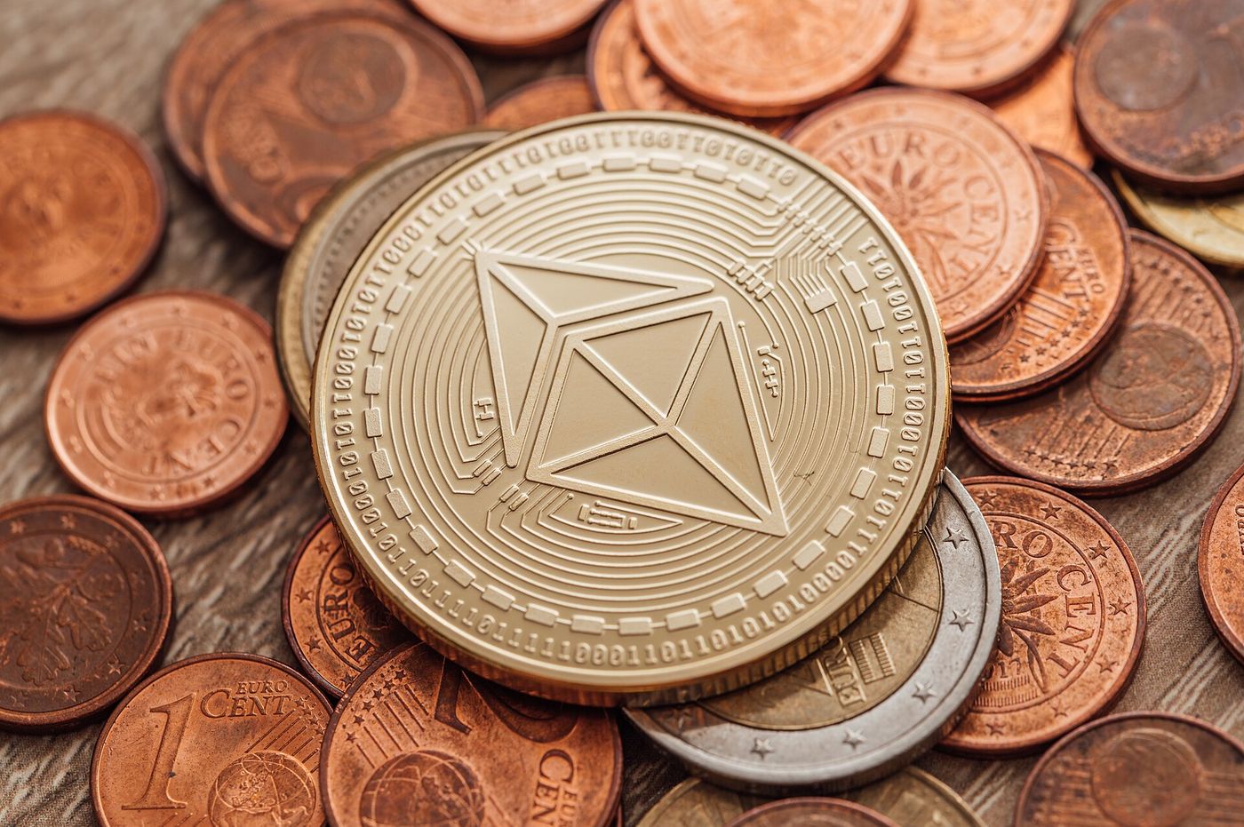 A physical Ethereum coin - the chain the stolen TripleA funds were consolidated into