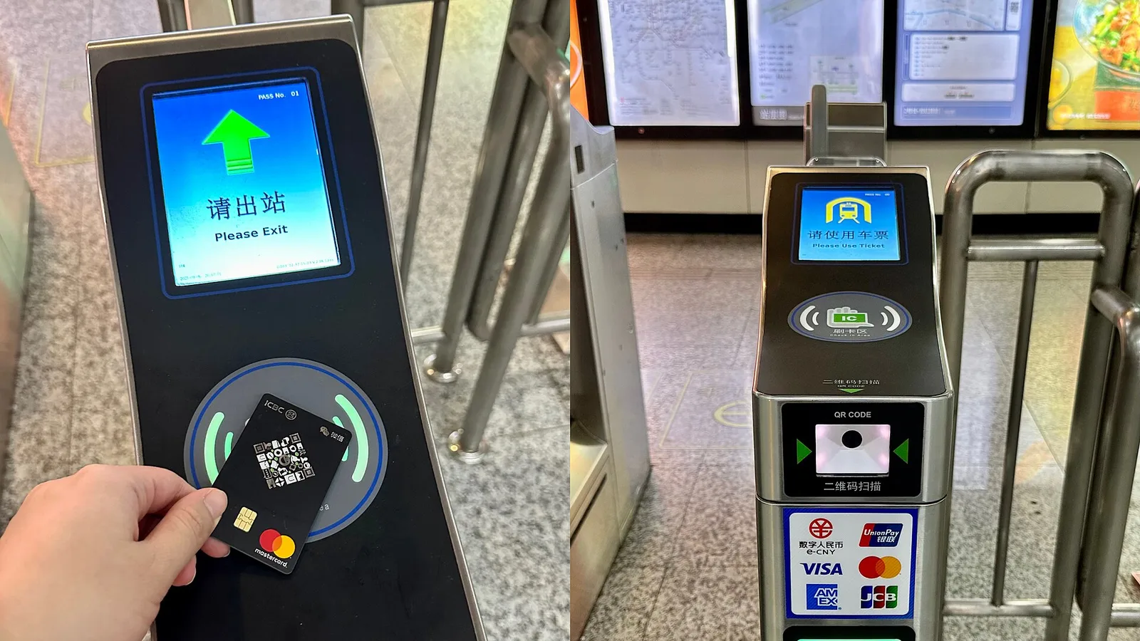 Contactless Visa payment at a metro fare gate — the card rails stablecoins are about to run on